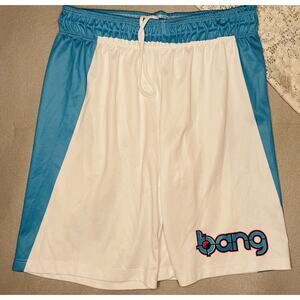 Bang Energy Men’s White Blue Basketball Drawstring Shorts Size Medium